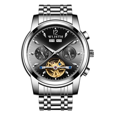 WLISTH montres pour hommes automatique mécanique creux spirale volant lumineux