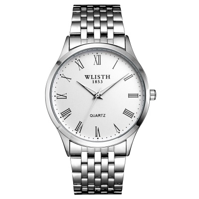 Montre à quartz imperméable à l'eau avec bracelet en acier lumineux