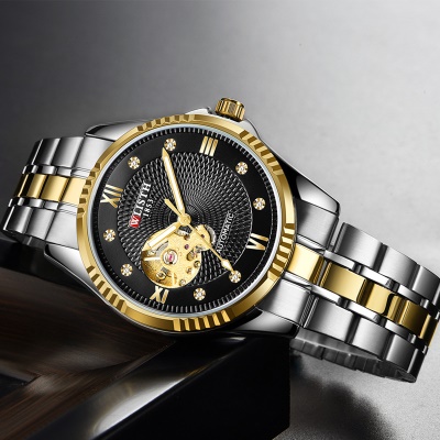 WLISTH montres pour hommes entièrement automatique avec des aiguilles lumineuses mécaniques imperméables