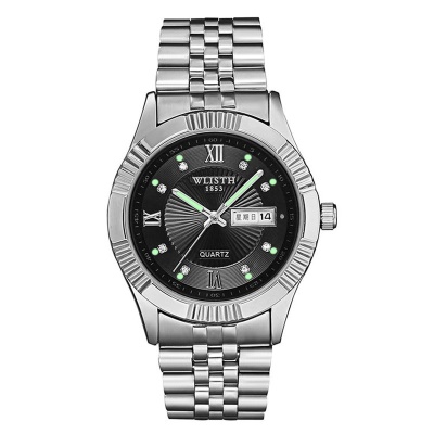 WLISTH Montre pour les hommes en acier fin avec calendrier semaine imperméable