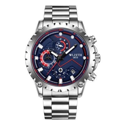 WLISTH montres pour hommes lunette engrenage lumineux fonction bracelet en acier inoxydable