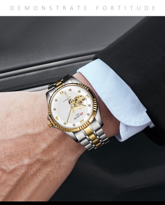WLISTH montres pour hommes entièrement automatique avec des aiguilles lumineuses mécaniques imperméables