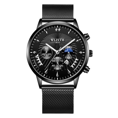 WLISTH Montres hommes aiguilles en acier lumineux avec boucle ardillon
