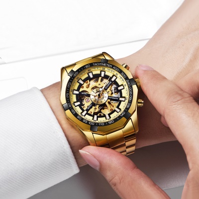 WLISTH montres pour hommes creux mécanique design or