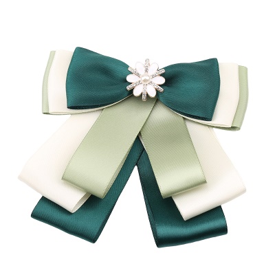 noeud papillon/tête fleur arc en fil de polyester vert