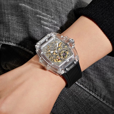 Montres pour hommes brillant imperméable mécanique montre