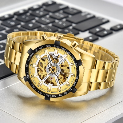 WLISTH montres pour hommes creux mécanique design or