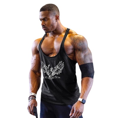 Gilet de fitness pour hommes peigné épaules grandes ailes imprimé