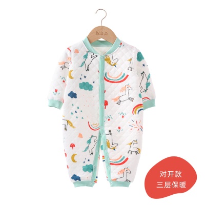Combinaison bébé en coton 3 couches chaude jacquard