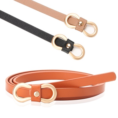 Ceinture femme PU fine ceinture en alliage boucle tête
