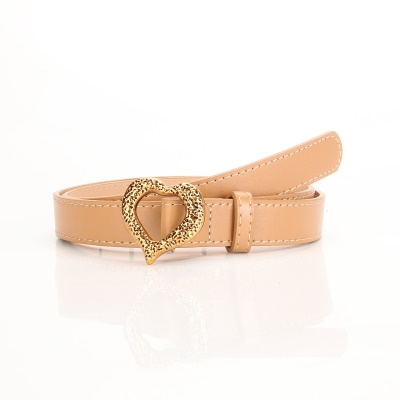 Ceinture pour femmes en métal amour boucle tête rainurée en cuir PU