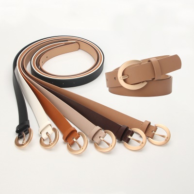 Ceinture pour femmes en alliage boucle aiguille en matériau PU ceinture fine