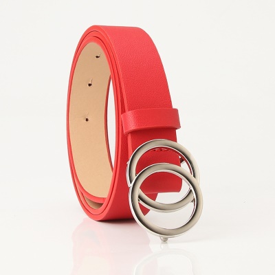 Ceinture pour femmes avec boucle double boucle en alliage de cuir PU boucle à aiguille