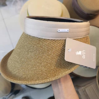 Chapeau de tennis pour femmes toit vide protection solaire grand avant-toit paille tricotée