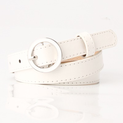 Ceinture fine en cuir pour femmes avec boucle à aiguille circulaire