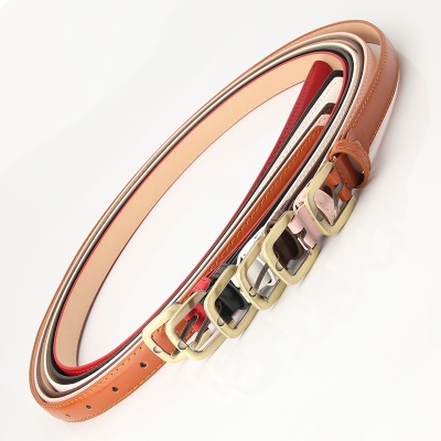 Ceinture femme petite boucle carrée pu mince ceinture