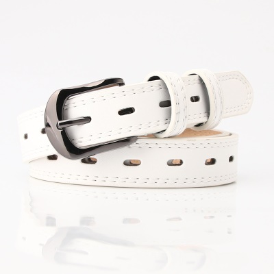 Ceinture pour femmes marchant sur le double fil décoratif ovale en cuir PU