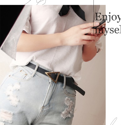 Ceinture polyvalente en alliage avec boucle triangulaire pour femmes
