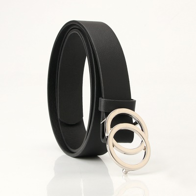 Ceinture pour femmes avec boucle double boucle en alliage de cuir PU boucle à aiguille