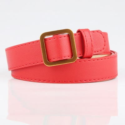 Ceinture en cuir pour femmes avec boucle carrée en or ancien sans trou ceinture large