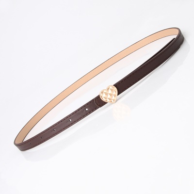 Ceinture fine pour femmes avec boucle cœur pêche petite ceinture en cuir