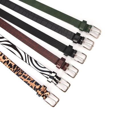 Ceinture pour femmes imprimé léopard/zèbre en alliage boucle aiguille en cuir PU