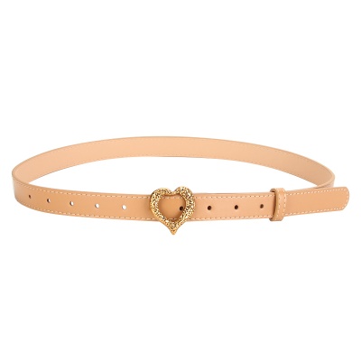 Ceinture pour femmes en métal amour boucle tête rainurée en cuir PU