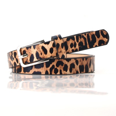 Ceinture pour femmes imprimé léopard/zèbre en alliage boucle aiguille en cuir PU