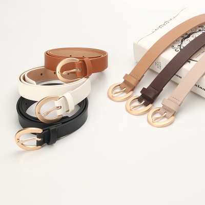 Ceinture pour femmes en alliage boucle aiguille en matériau PU ceinture fine