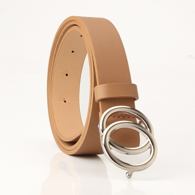 Ceinture pour femmes avec boucle double boucle en alliage de cuir PU boucle à aiguille