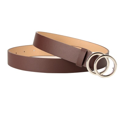 Ceinture pour femmes avec boucle double boucle en alliage de cuir PU boucle à aiguille