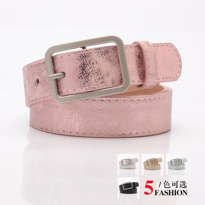 Ceinture femme brillant pu cuir boucle en alliage