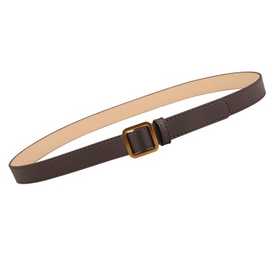Ceinture en cuir pour femmes avec boucle carrée en or ancien sans trou ceinture large