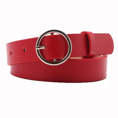 Ceinture pour femmes boucle ronde boucle aiguille en alliage ceinture en cuir PU