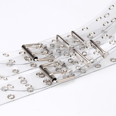 Ceinture pour femmes transparente double oeil d'échappement boucle aiguille carrée