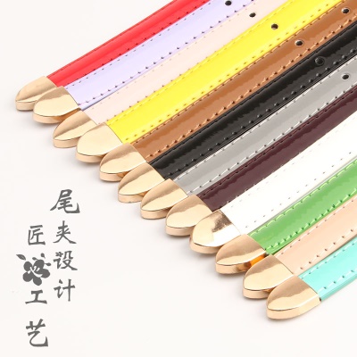 Ceinture pour femmes en alliage boucle tête PU ceinture fine en cuir