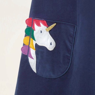 Petite robe maven coton imprimé licorne pour les filles bleu