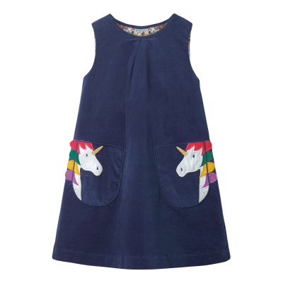 Petite robe maven coton imprimé licorne pour les filles bleu