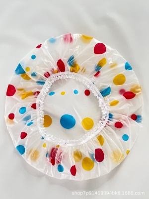Bonnet de bain transparent à pois colorés