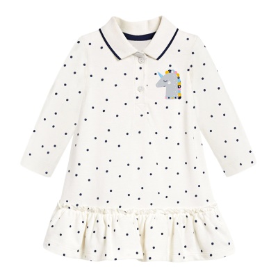 Petite robe maven pour fille à pois ondulés licorne imprimé revers