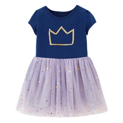 Petite robe maven filet pour les filles imprimé lapin rose