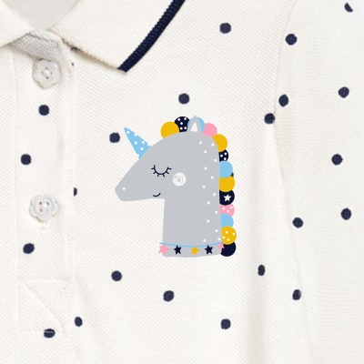 Petite robe maven pour fille à pois ondulés licorne imprimé revers