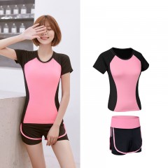 Ensemble de sport Short collant intégré taille haute T-shirt manches courtes