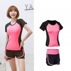 Ensemble de sport Short collant intégré taille haute T-shirt manches courtes