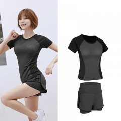 Ensemble de sport Short collant intégré taille haute T-shirt manches courtes