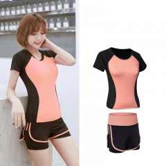 Ensemble de sport Short collant intégré taille haute T-shirt manches courtes
