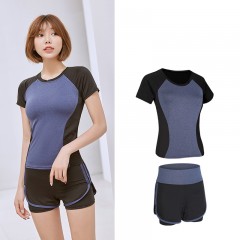 Ensemble de sport Short collant intégré taille haute T-shirt manches courtes