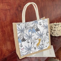 Femme fourre-tout toile fleurs de plantes couleur
