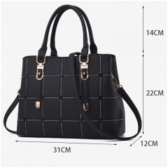 Sac à main en cuir avec rayures à carreaux