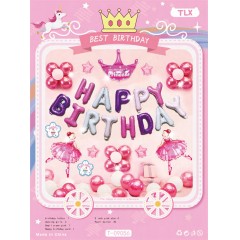 Ballons joyeux anniversaire Ballon en papier d'aluminium Série rose